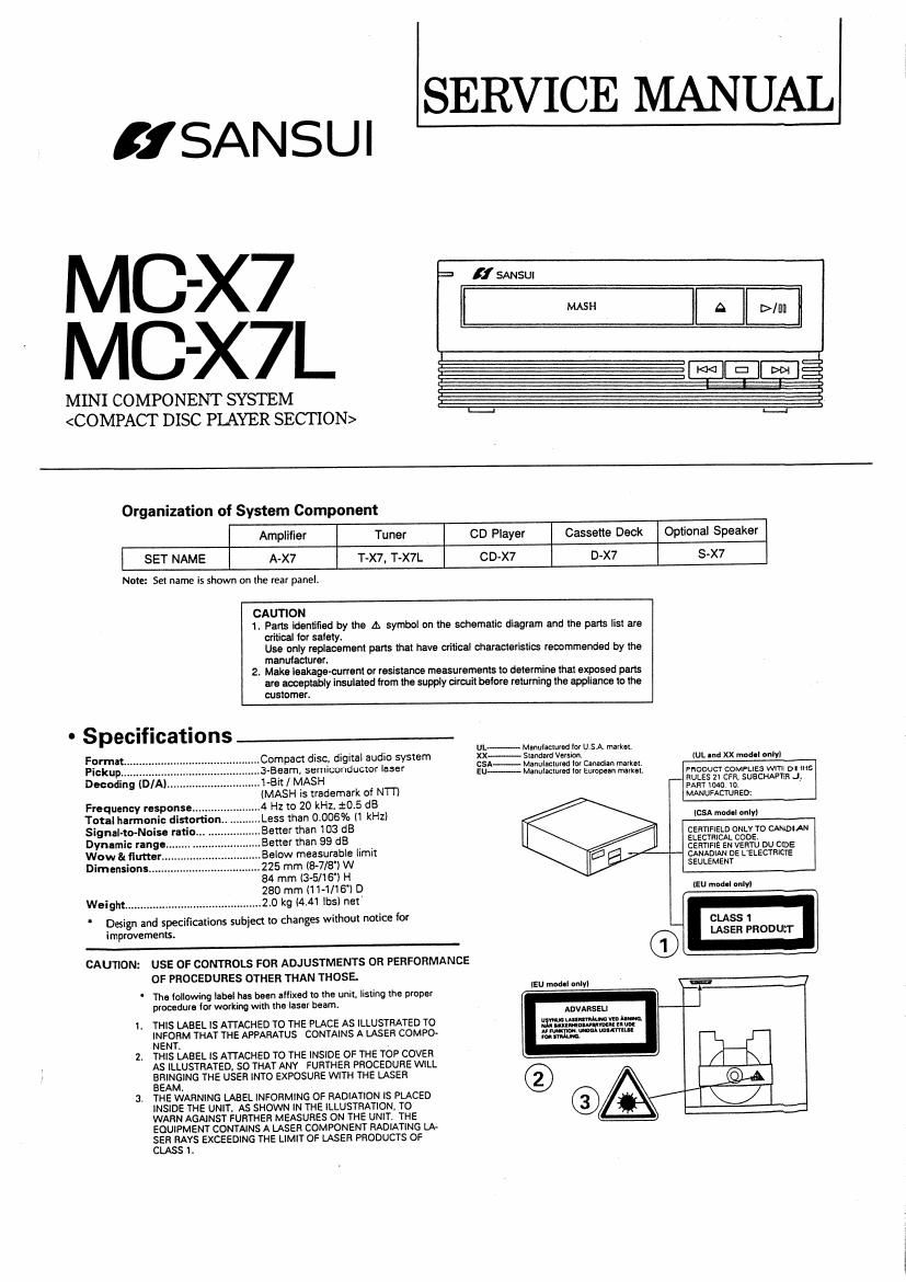 Sansui MC X7 X7L Service Manual