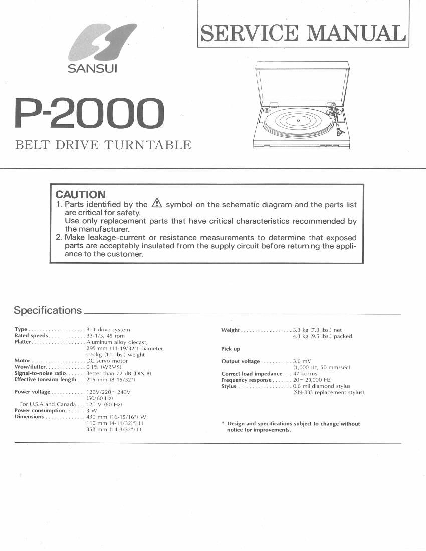 Sansui P 2000 Service Manual
