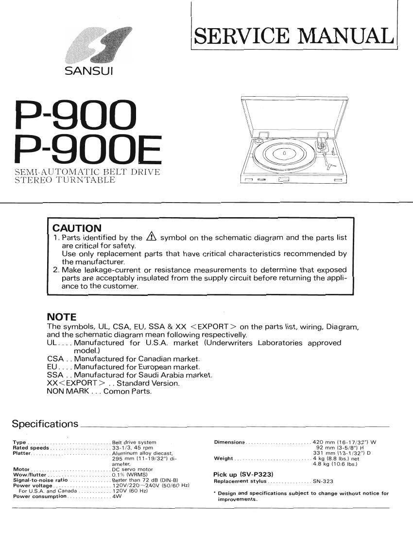 Sansui P 900 Service Manual