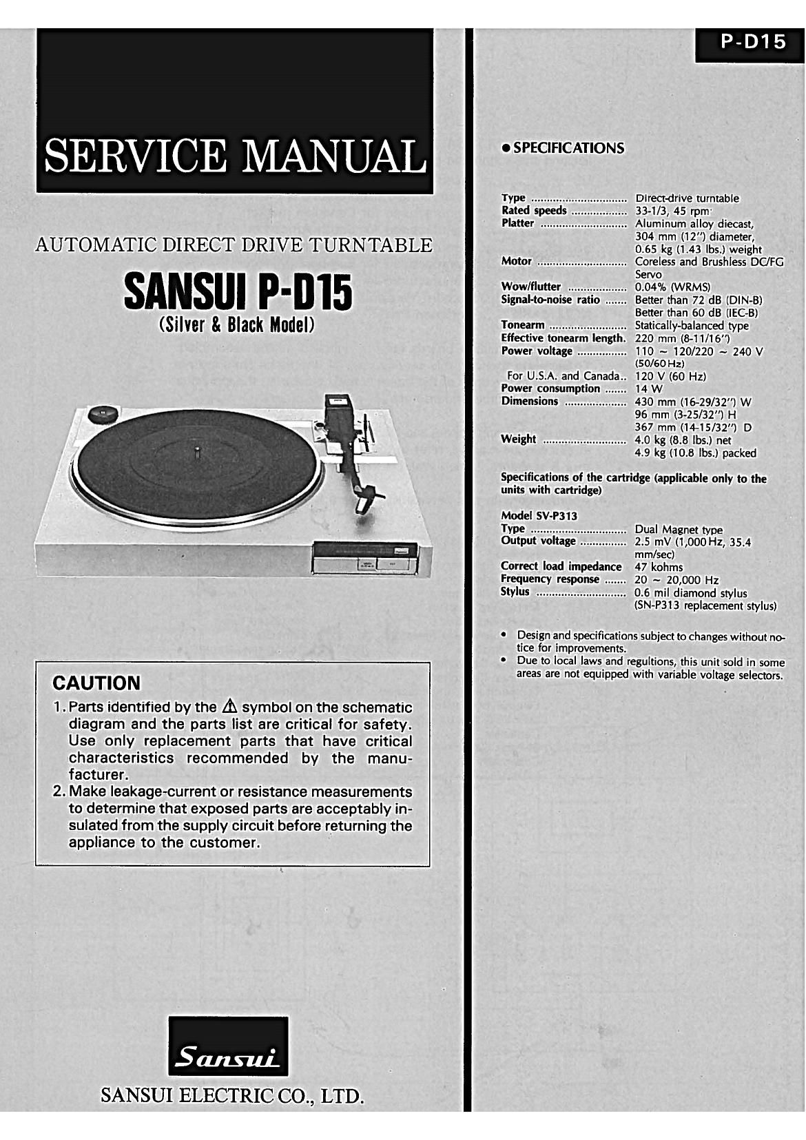 Sansui P D15 Service Manual