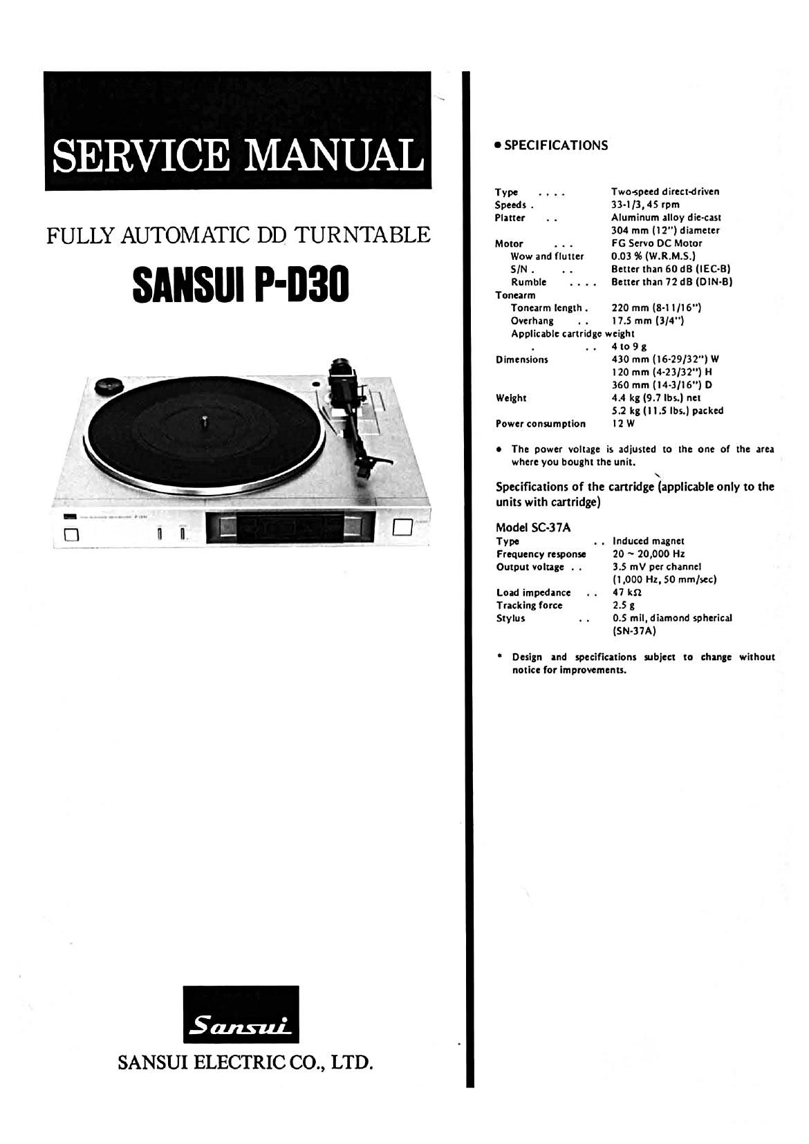Sansui P D30 Service Manual