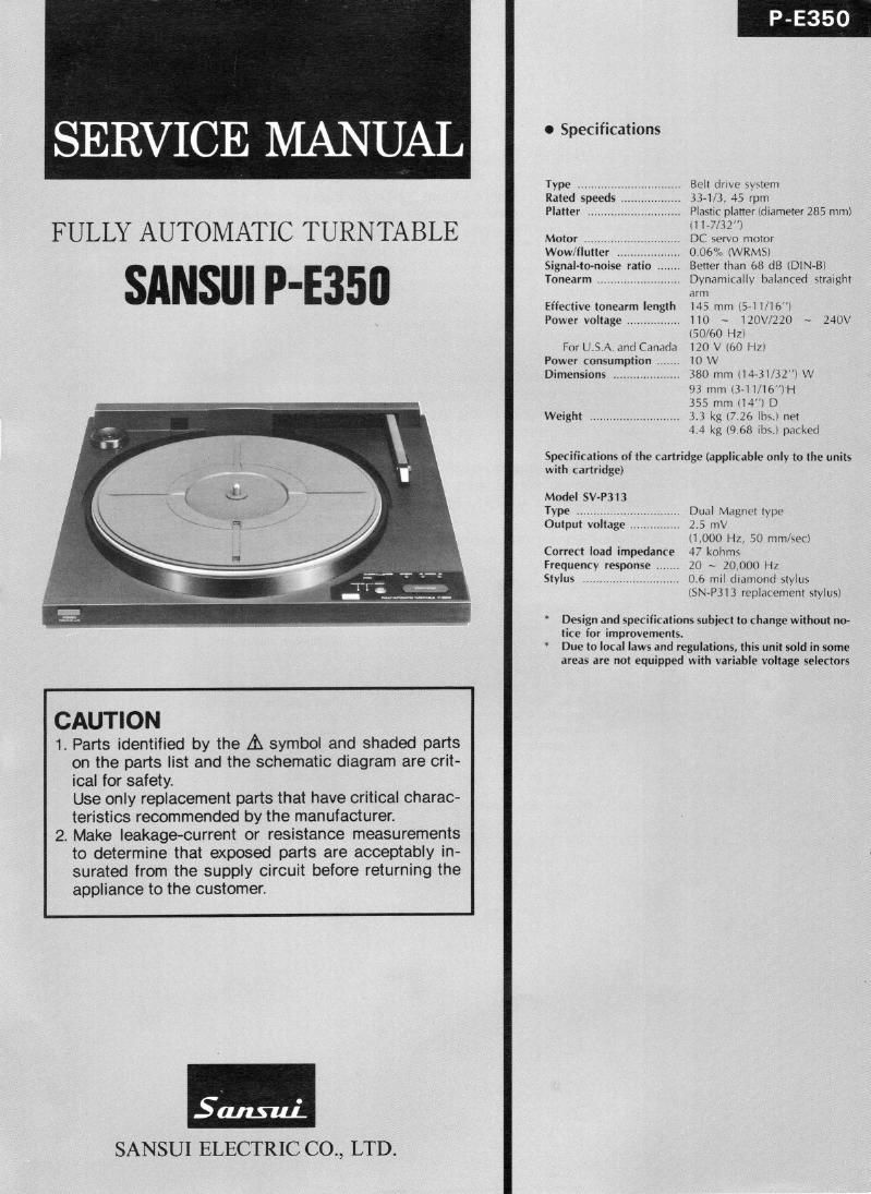 Sansui P E350 Service Manual