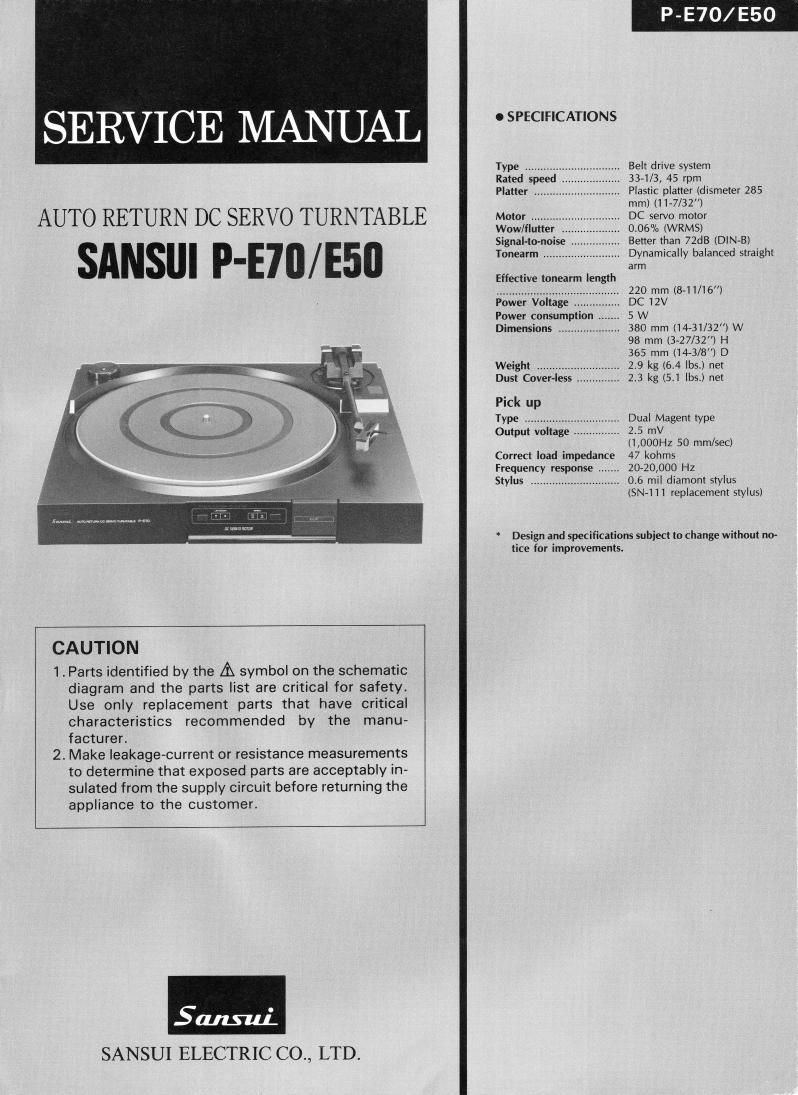 Sansui P E50 Service Manual