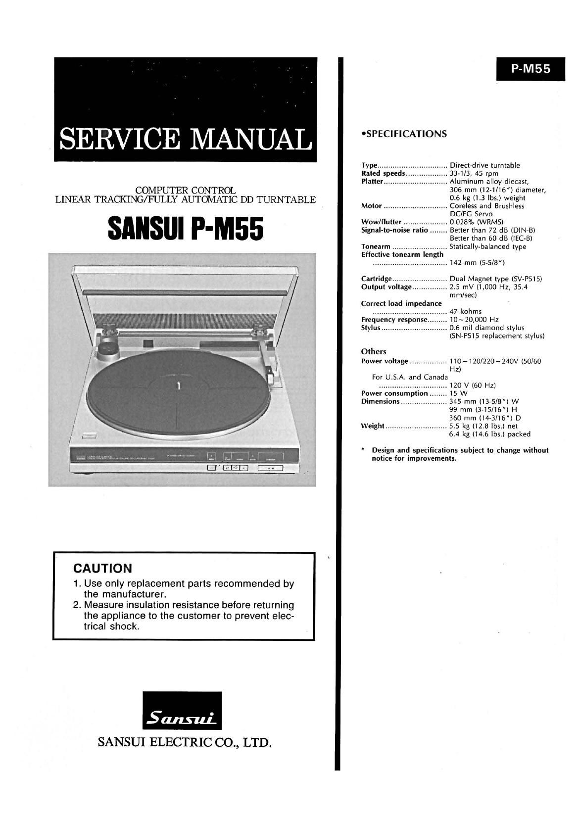 Sansui P M55 Service Manual