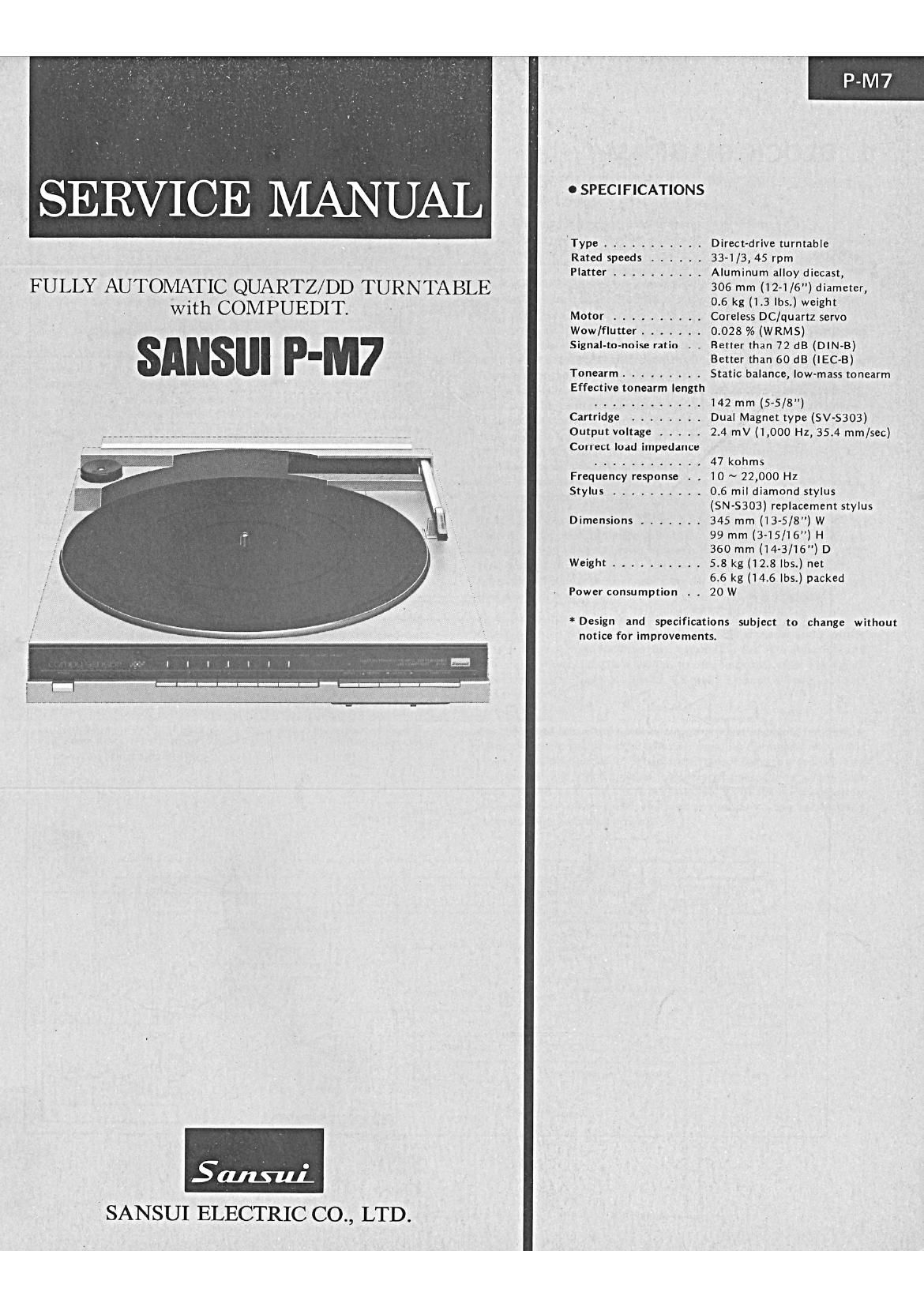 Sansui P M7 Service Manual