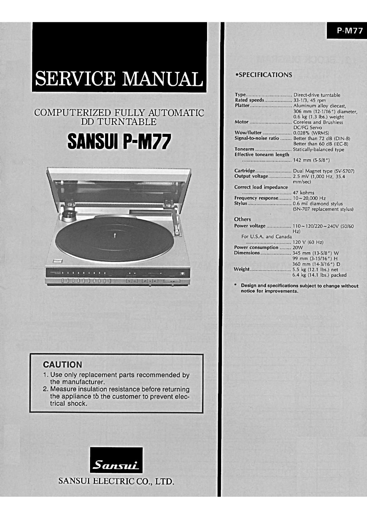 Sansui P M77 Service Manual