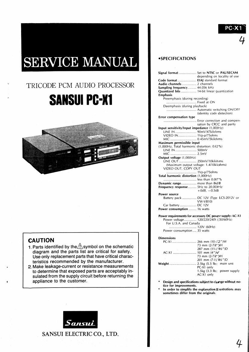 Sansui PC X1 Service Manual