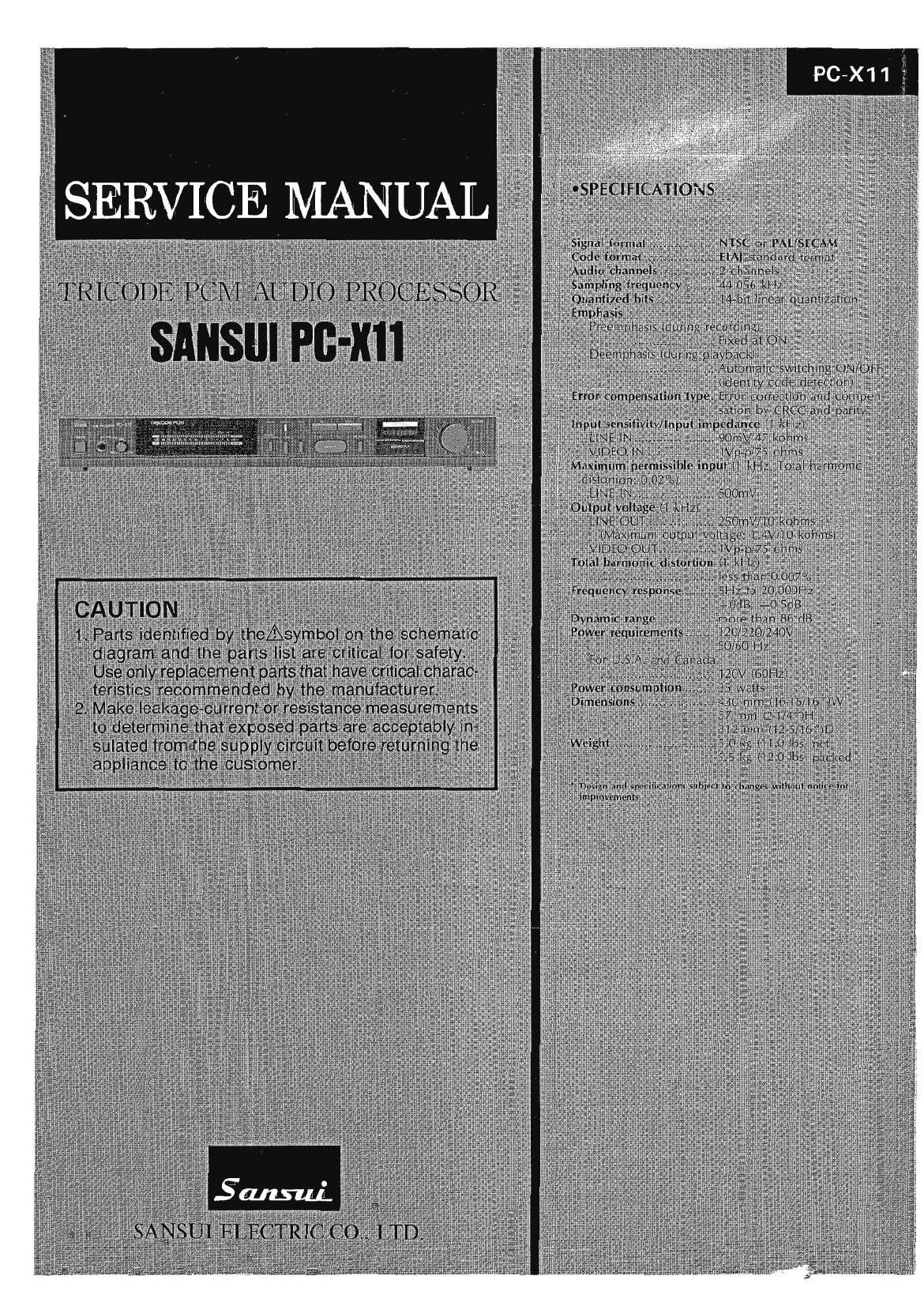 Sansui PC X11 Service Manual