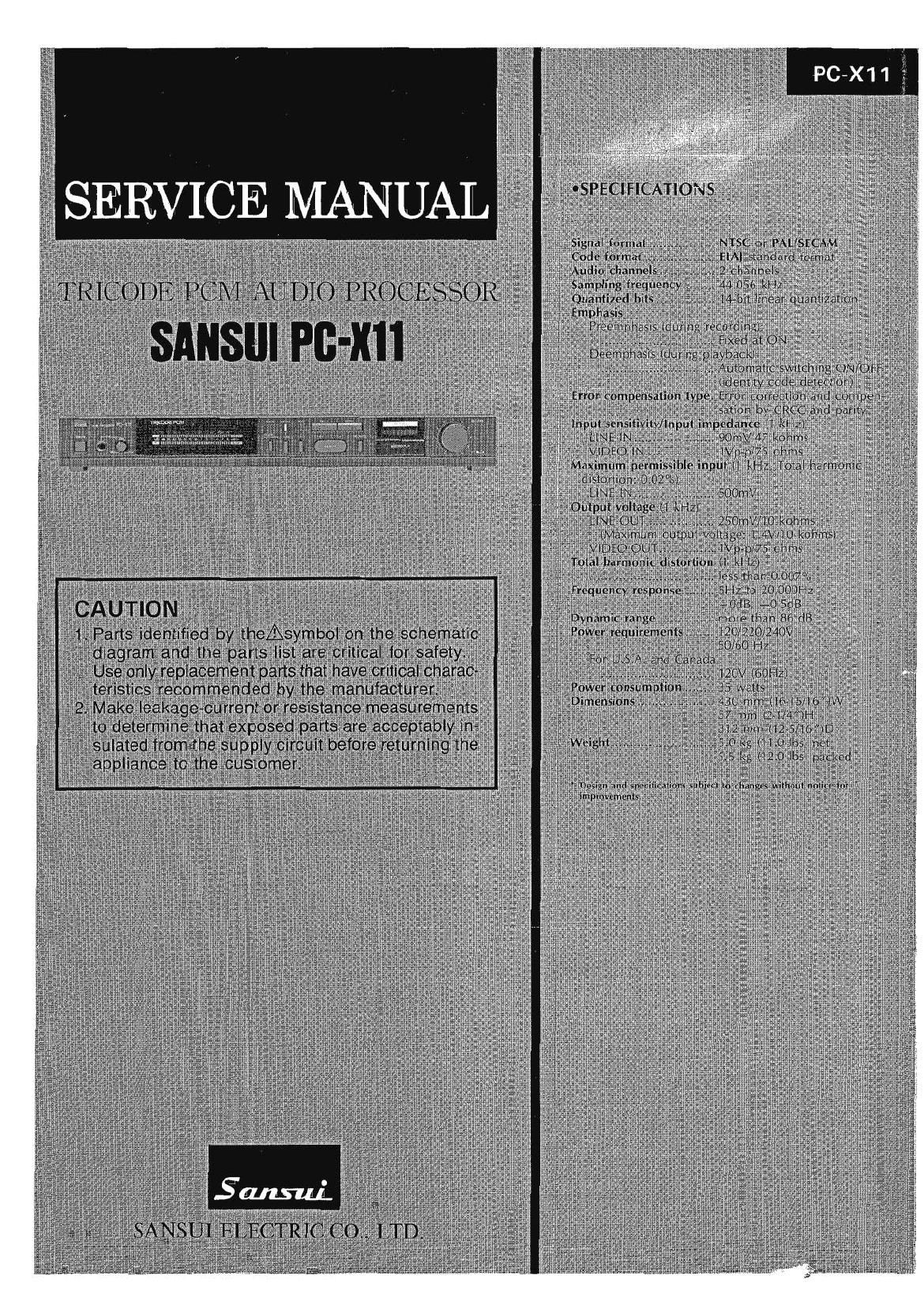 Sansui PC X11 Service Manual
