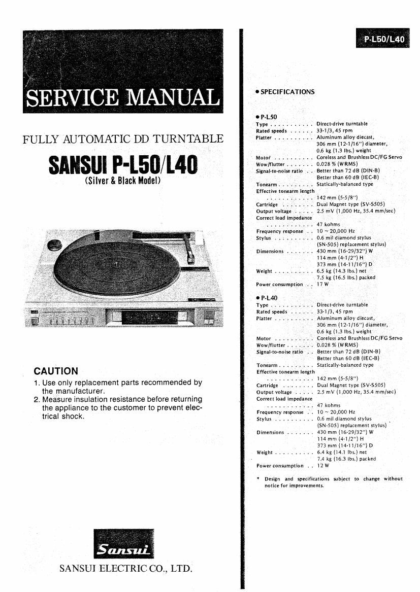 Sansui PL 40 Service Manual