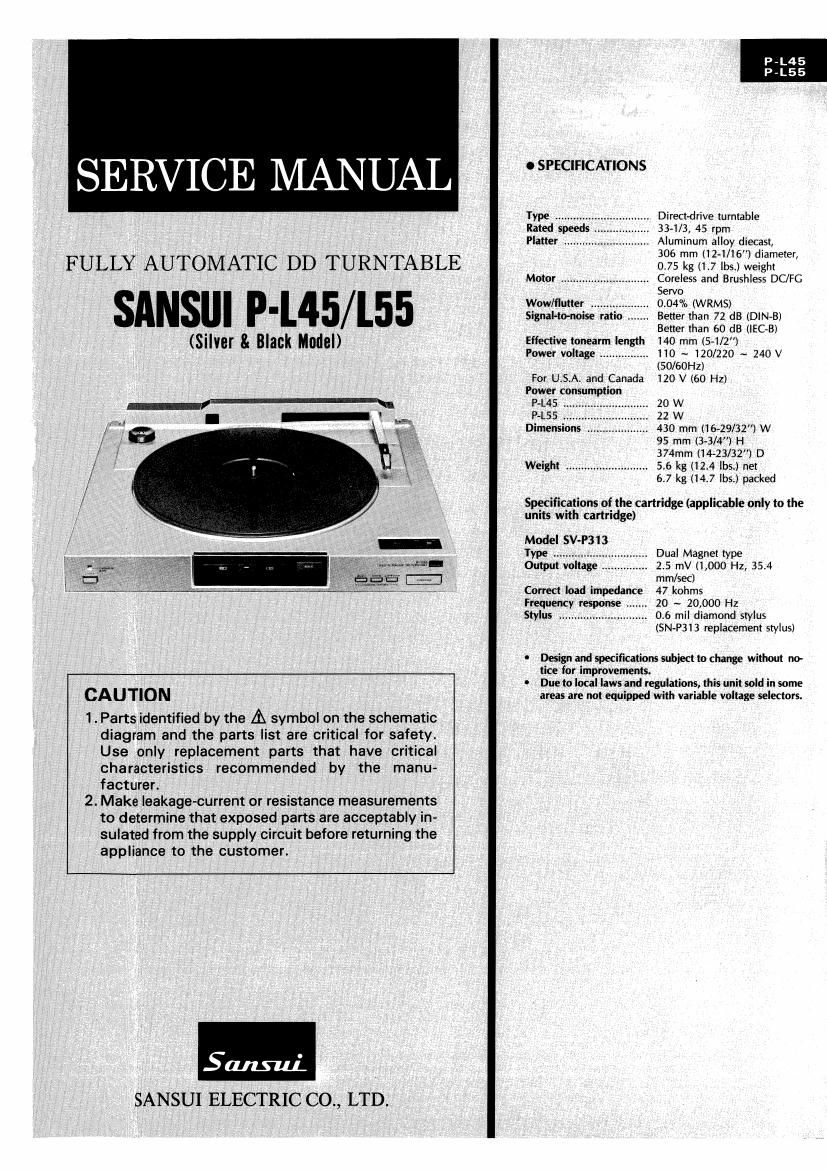 Sansui PL 45 Service Manual