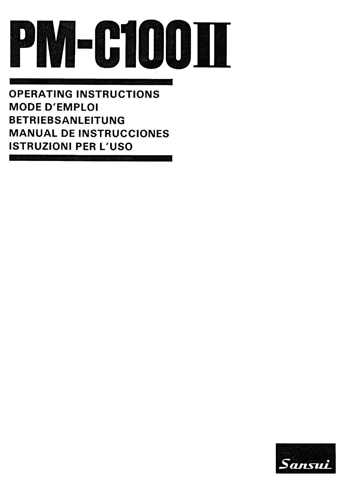 Sansui PM C100 II Owners Manual
