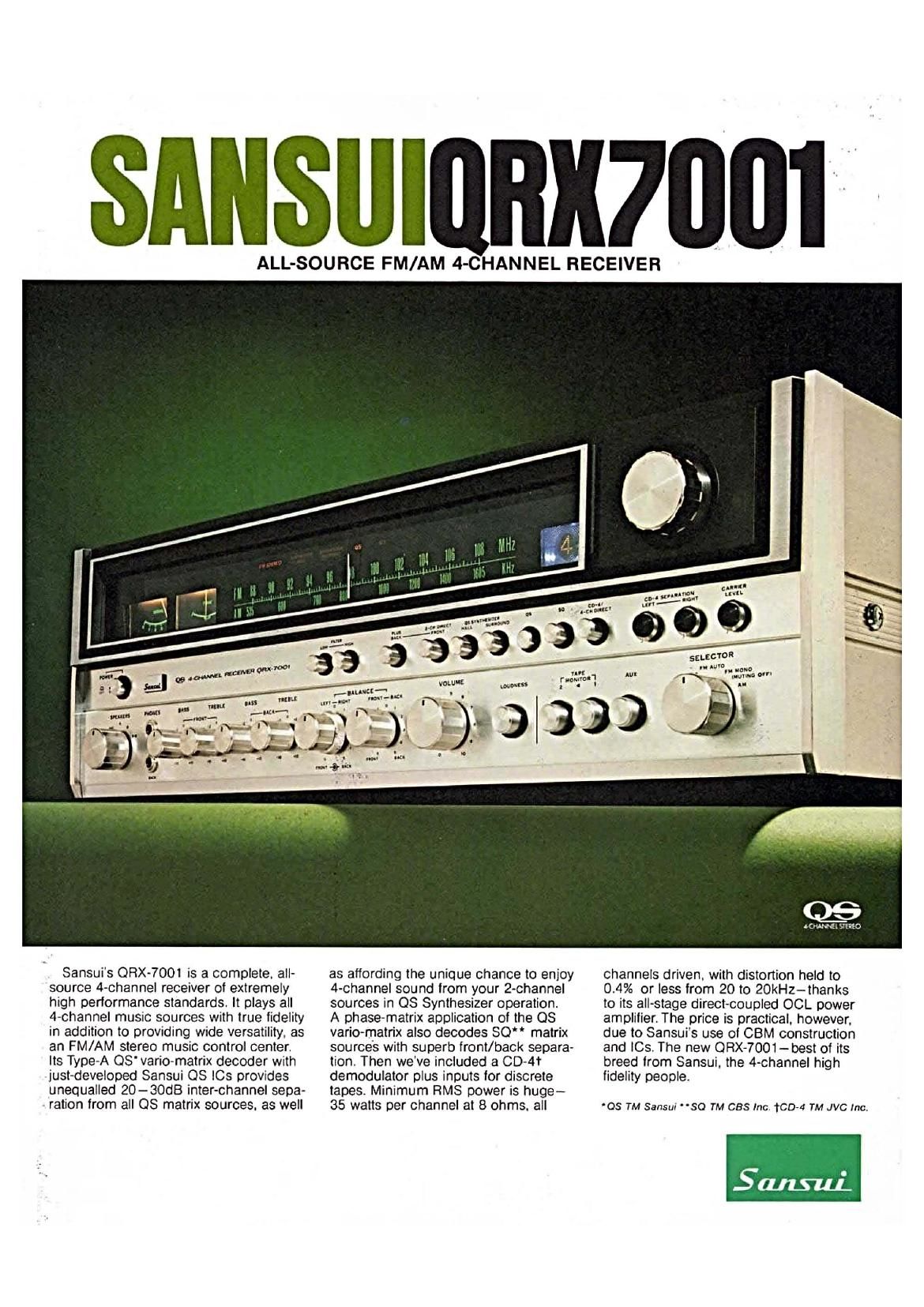 Sansui QRX 7001 Brochure