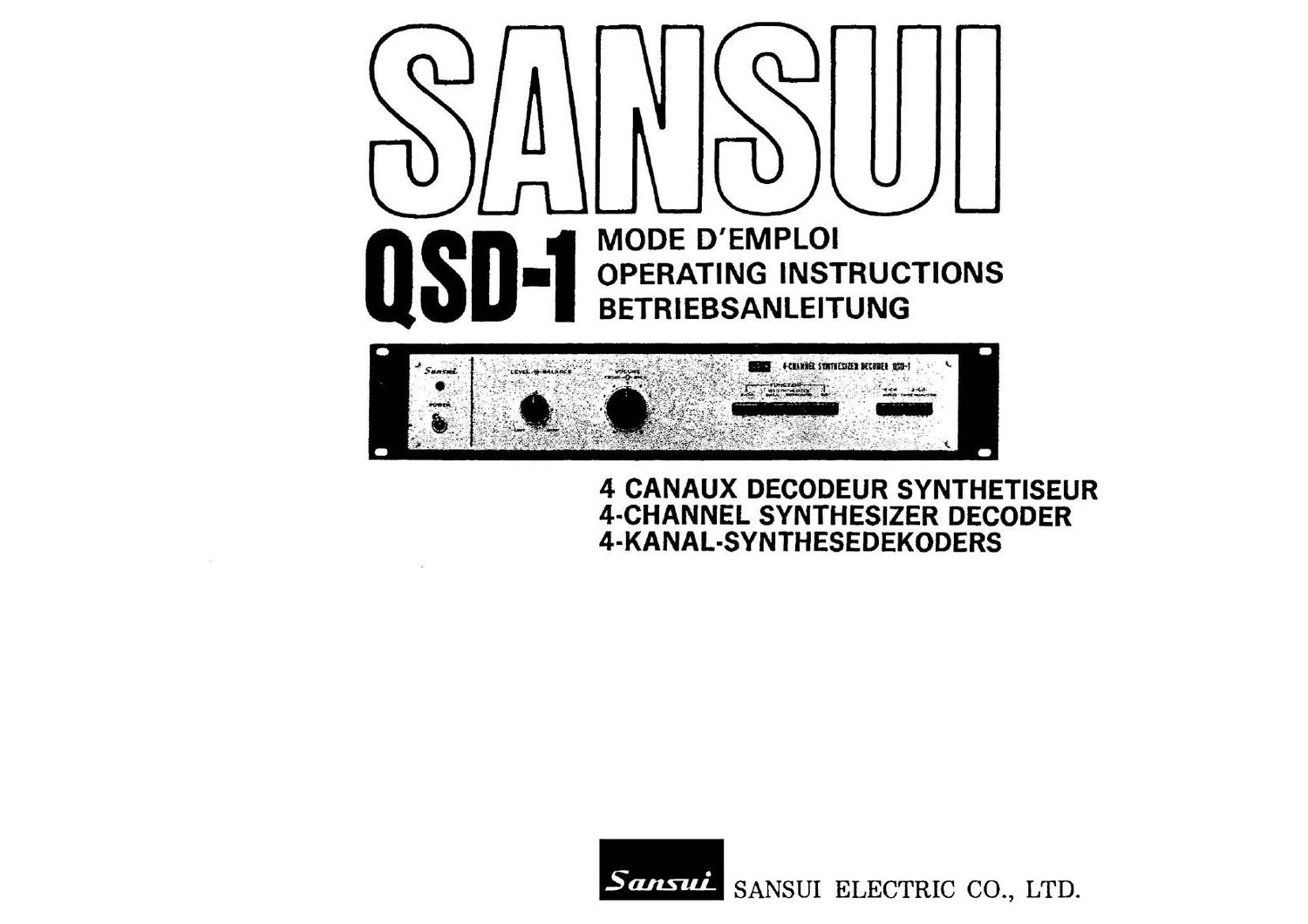 Sansui QSD 1 Owners Manual