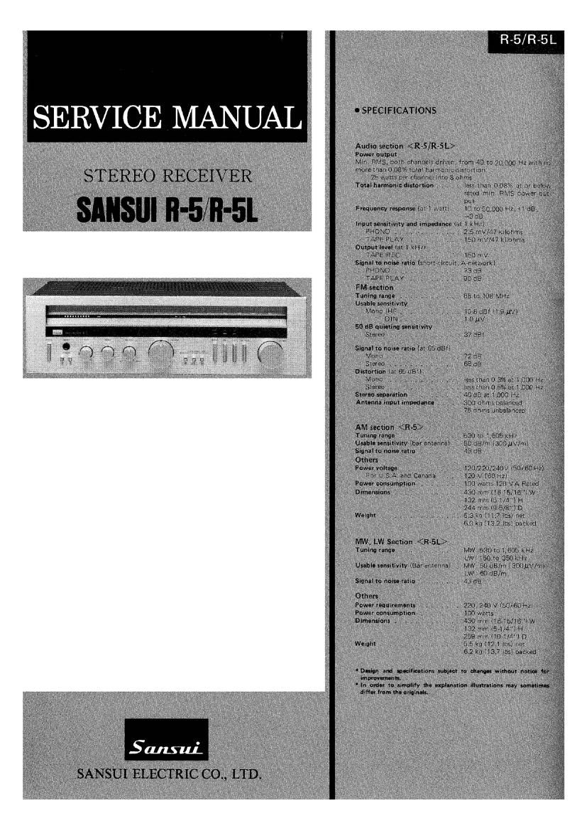 Sansui R 5 Service Manual