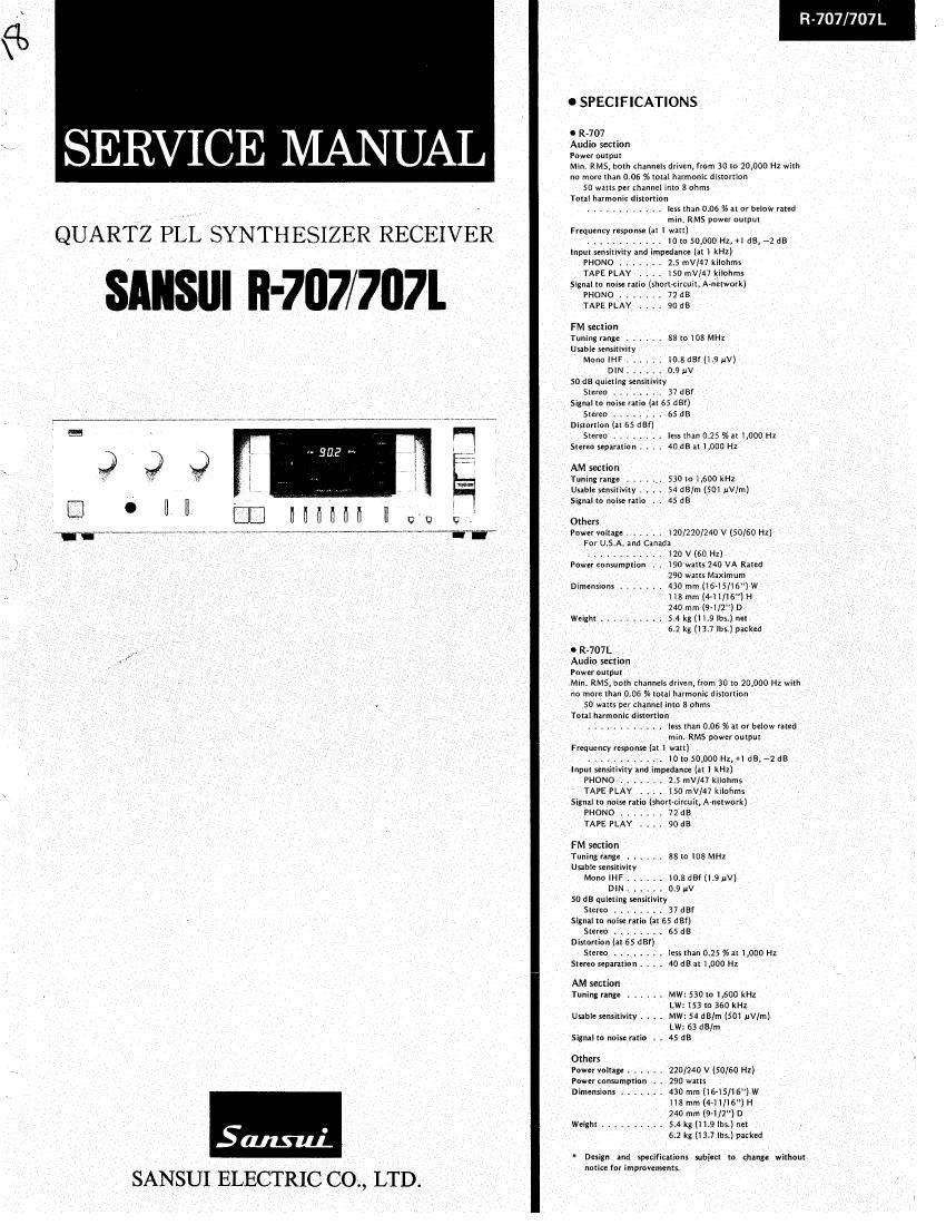 Sansui R 707 R 707L Service Manual