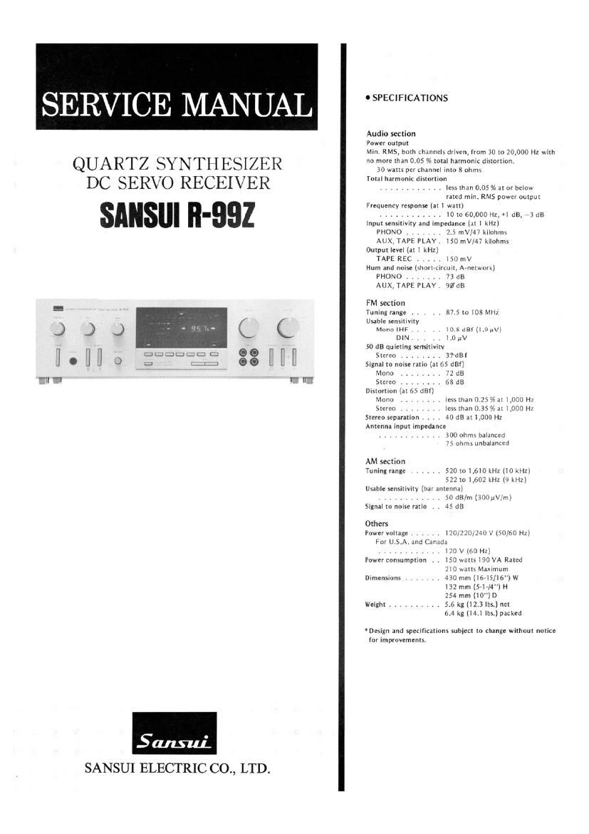 Sansui R 99Z Service Manual