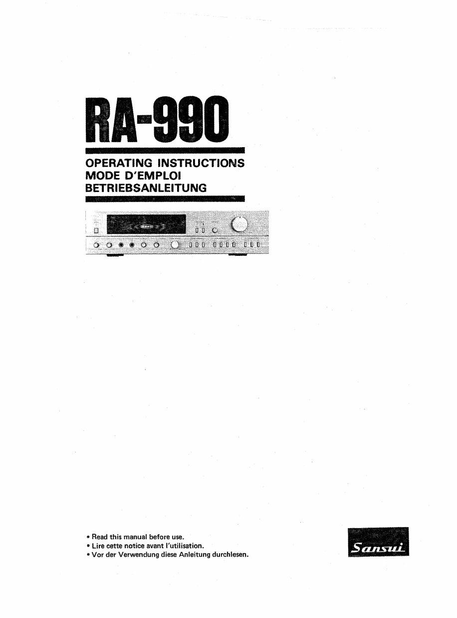 Sansui RA 990 Owners Manual
