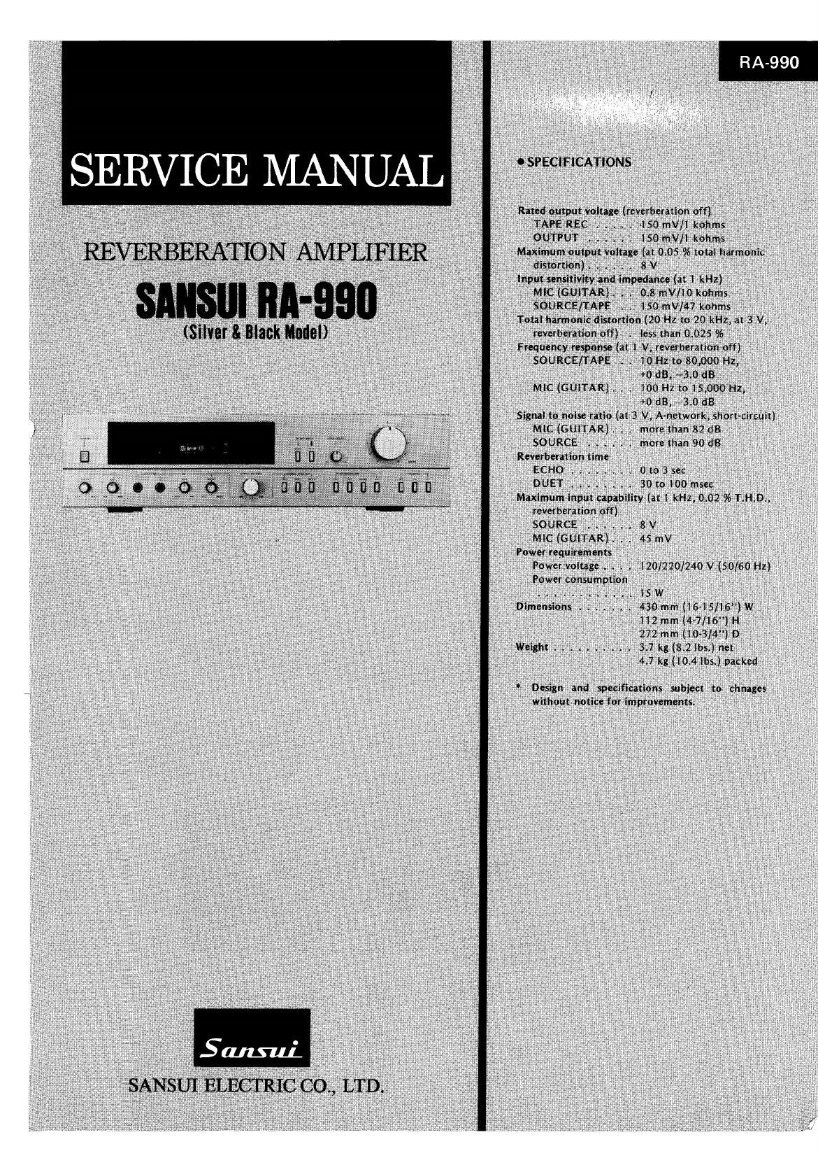 Sansui RA 990 Service Manual