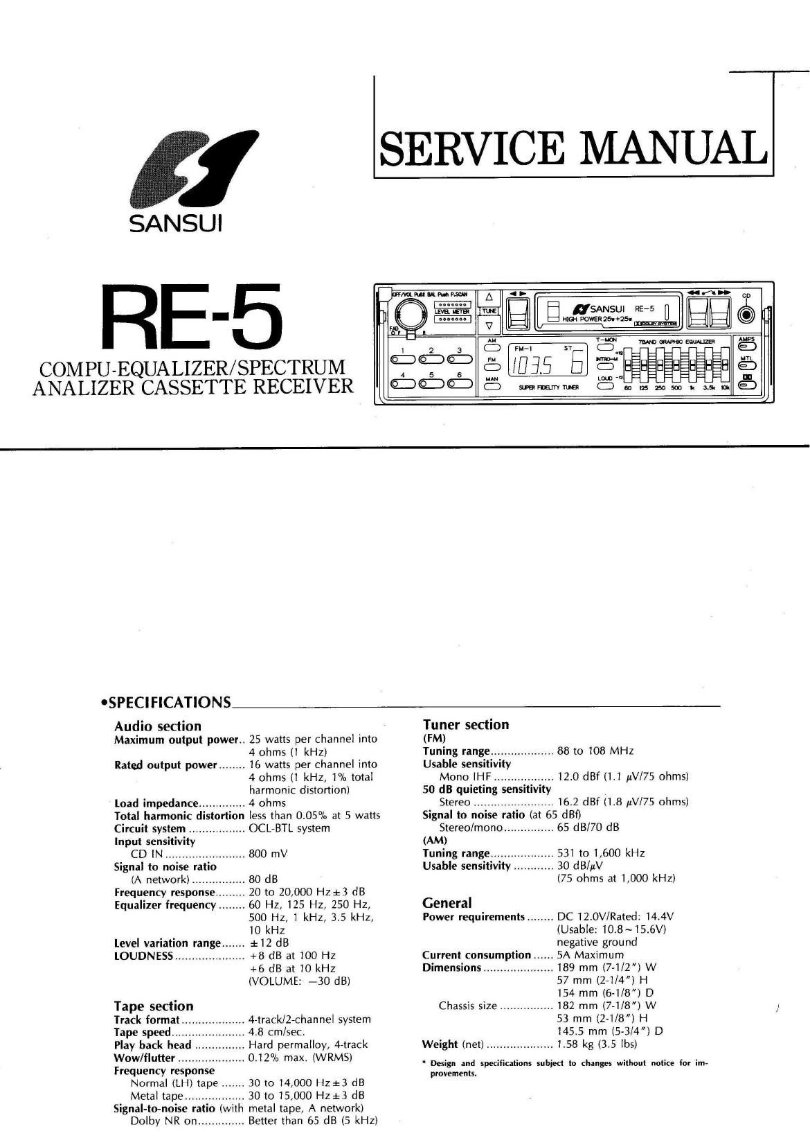 Sansui RE 5 Service Manual