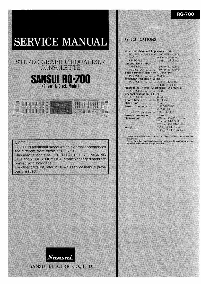 Sansui RG 700 Service Manual