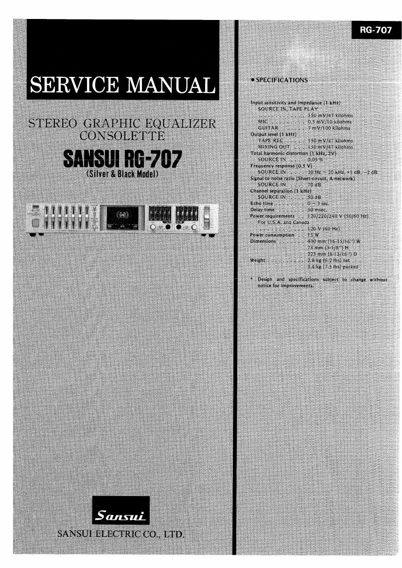 Sansui RG 707 Service Manual
