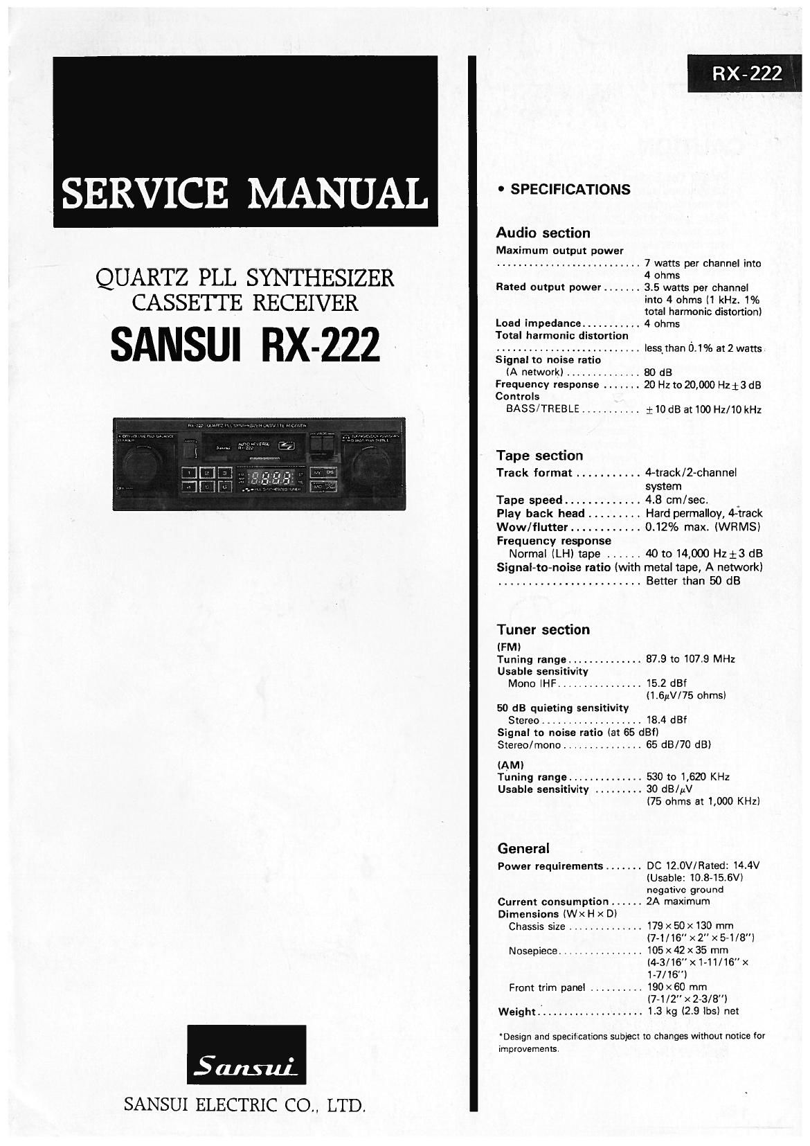 Sansui RX 222 Service Manual