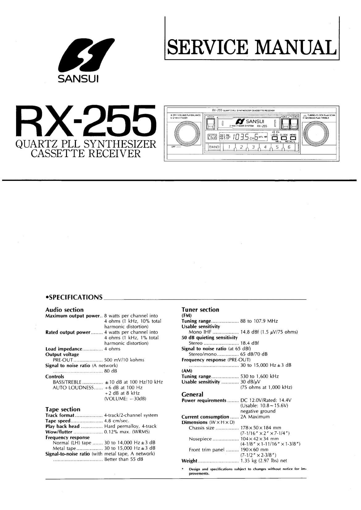Sansui RX 255 Service Manual
