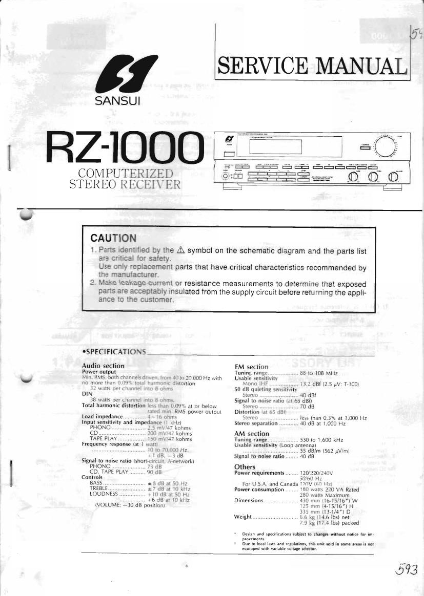 Sansui RZ 1000 REC Service Manual