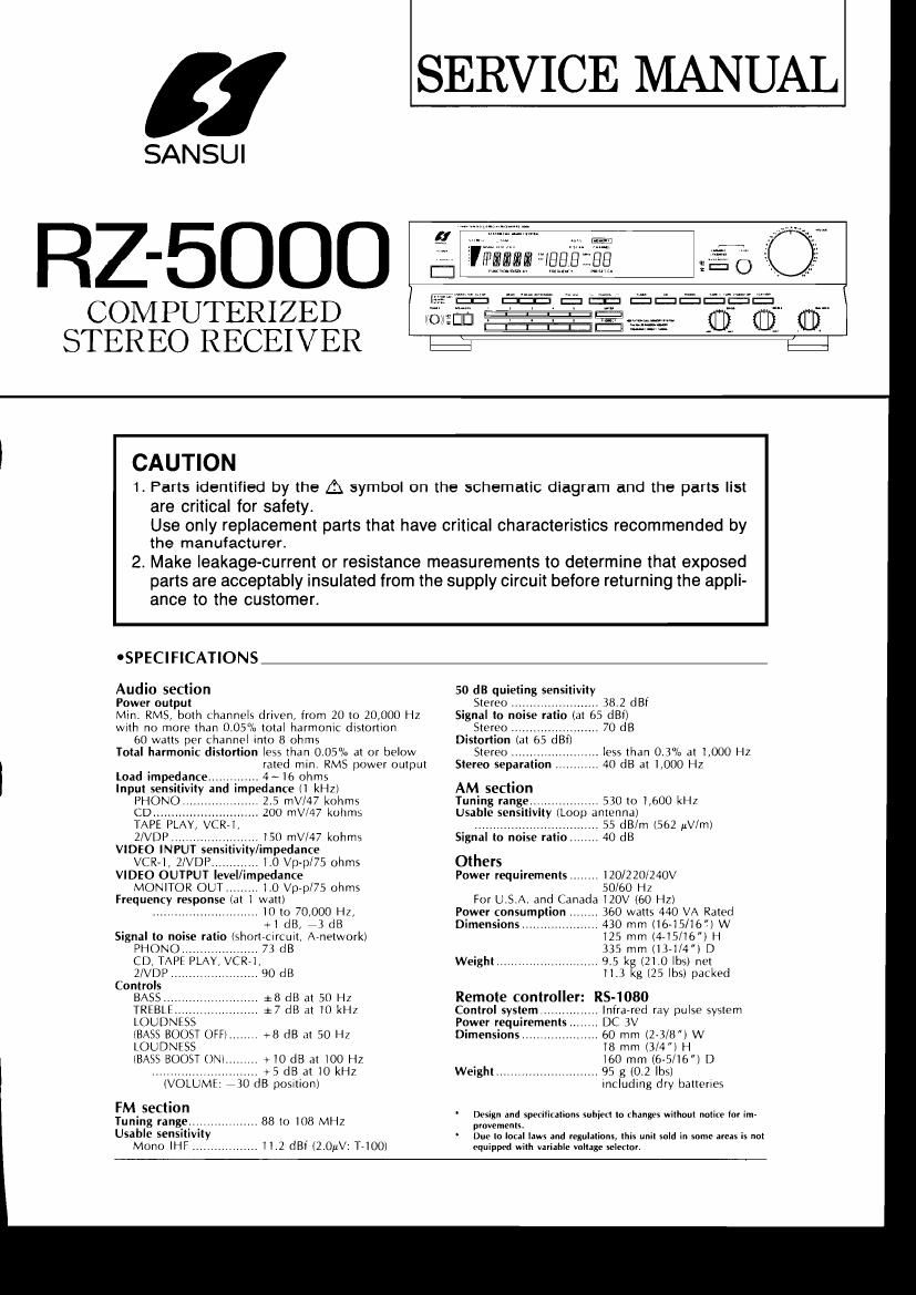 Sansui RZ 5000 Service Manual