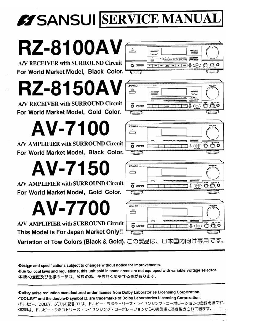 Sansui RZ 8100 RZ 8150 Service Manual