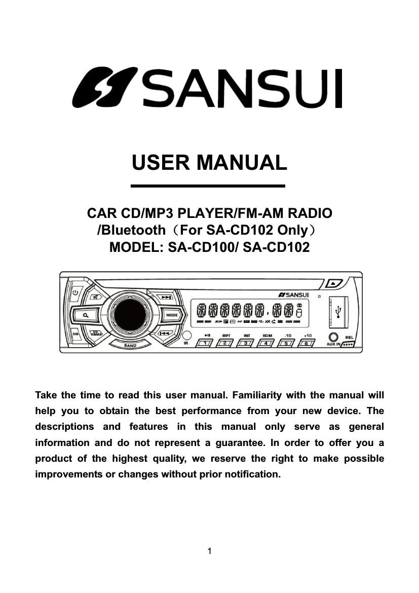 Sansui SA CD100 Owners Manual