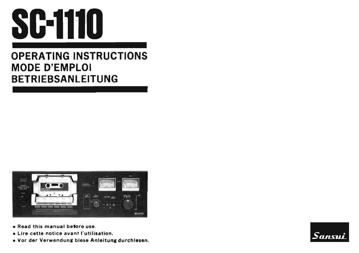 Sansui SC 1110 Owners Manual