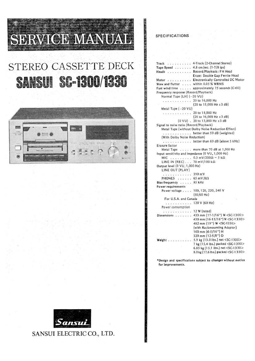 Sansui SC 1300 Service Manual