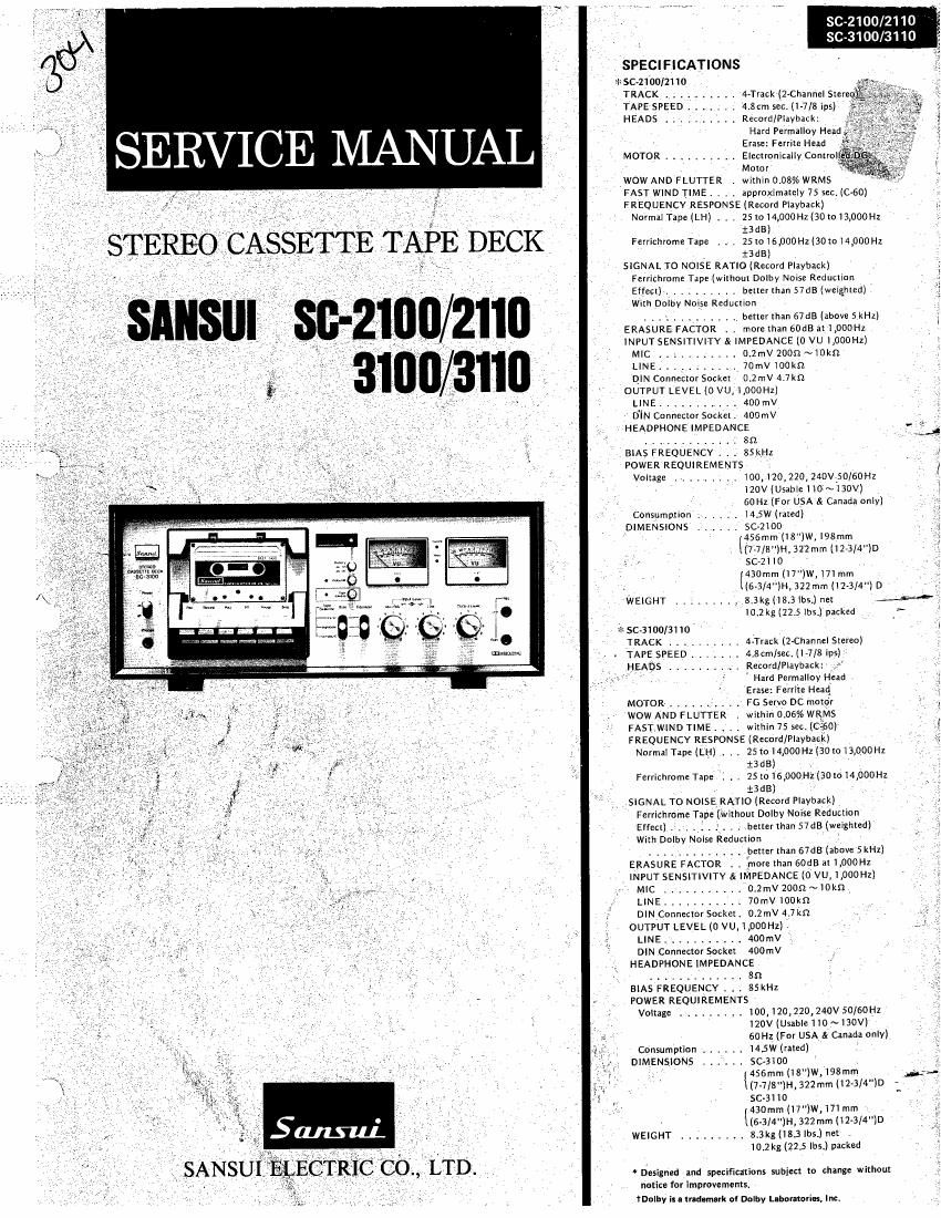 Sansui SC 2100 Service Manual