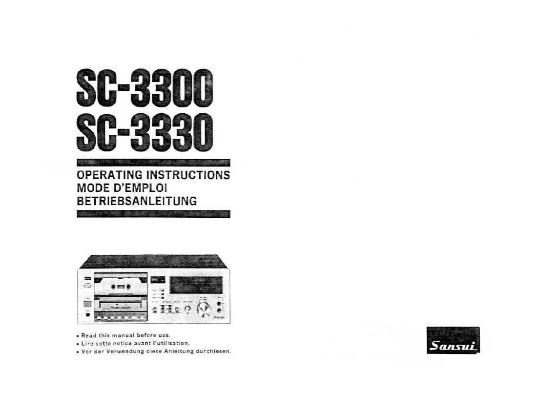 Sansui SC 3300 Owners Manual