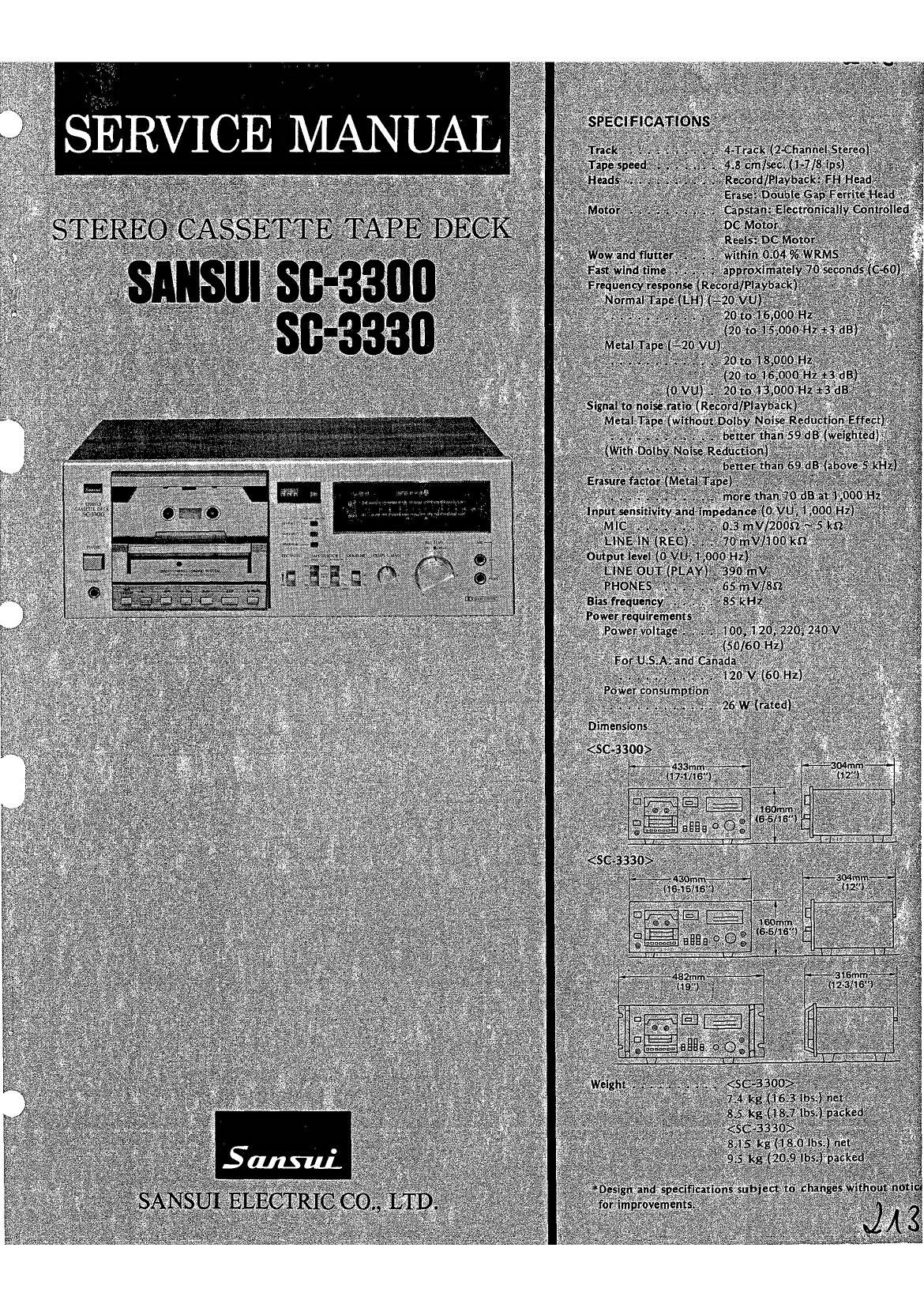Sansui SC 3300 Service Manual