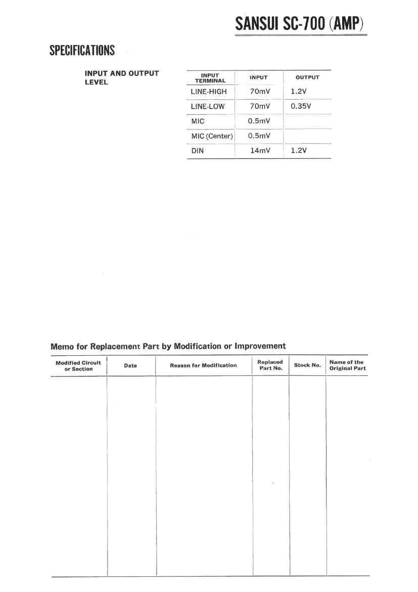 Sansui SC 700 Schematic