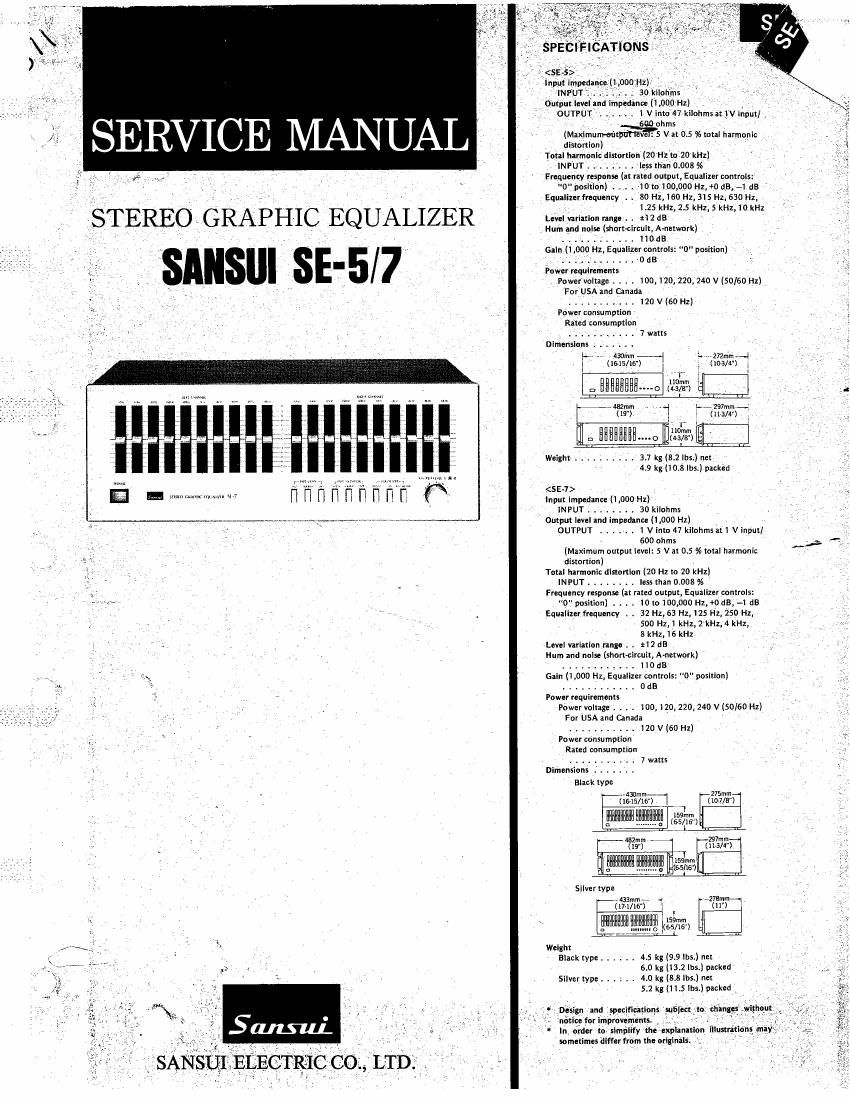 Sansui SE 5 SE 7 Service Manual