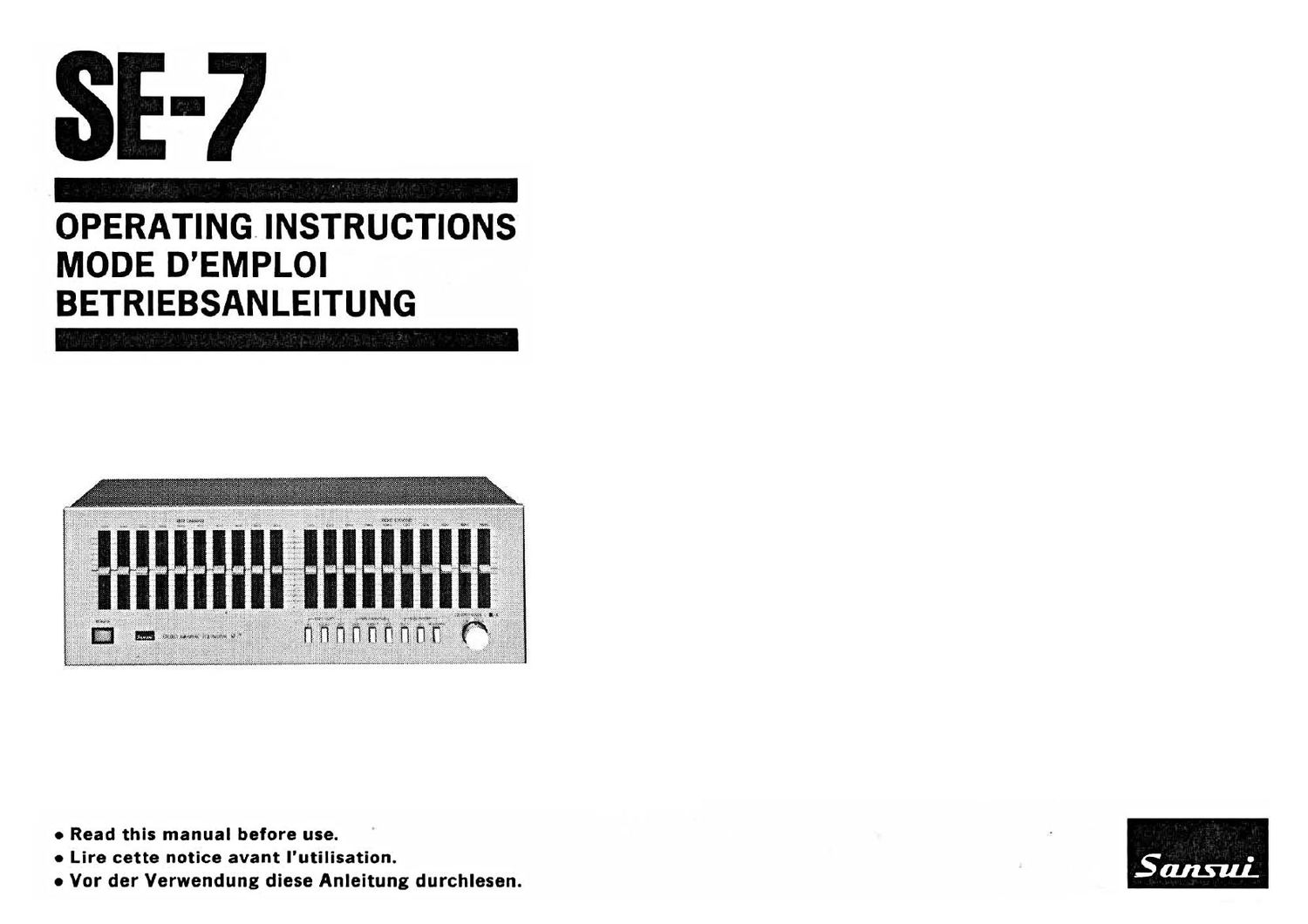 Sansui SE 7 Owners Manual