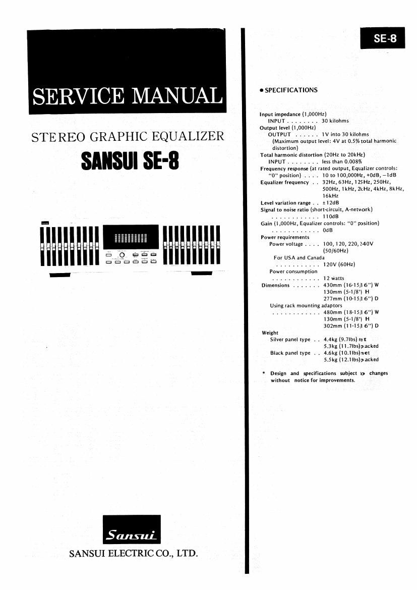 Sansui SE 8 Service Manual