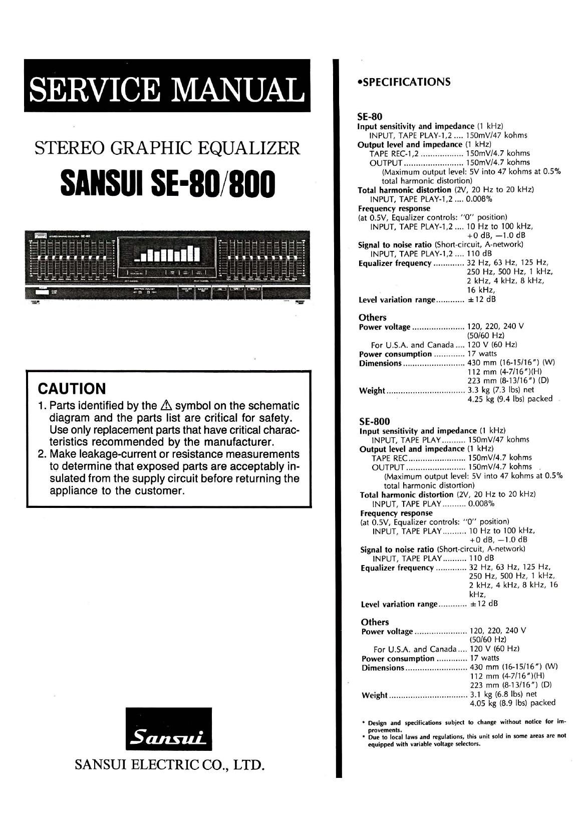 Sansui SE 800 Service Manual