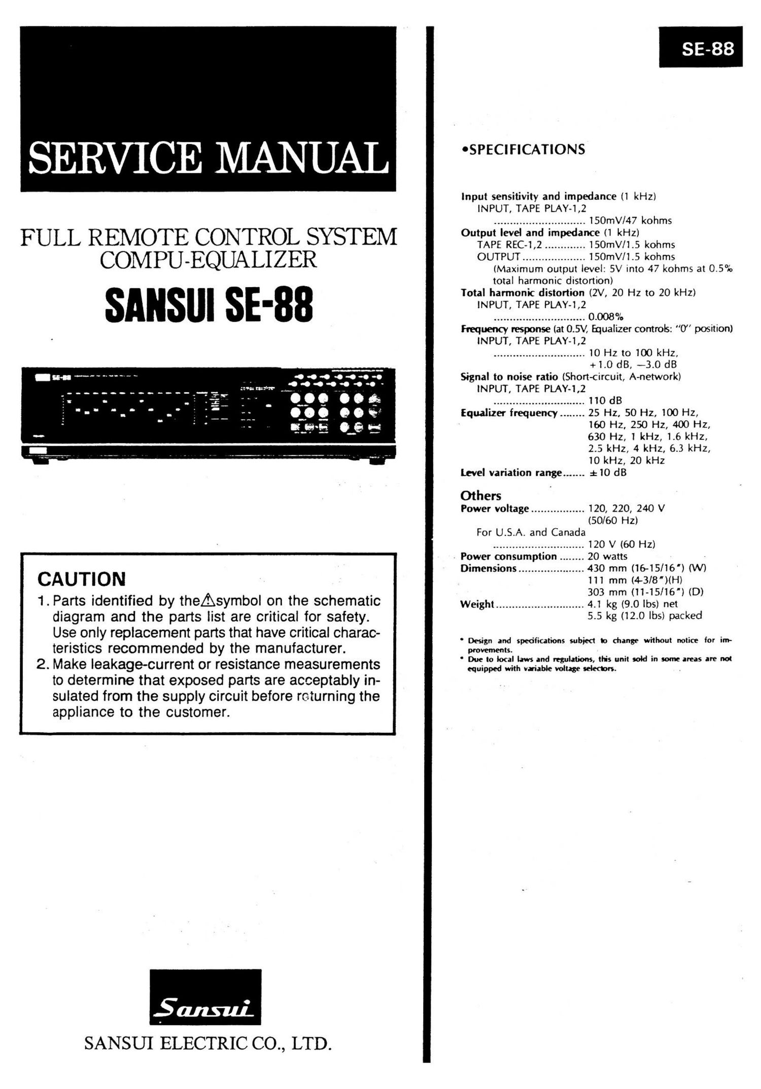 Sansui SE 88 Service Manual