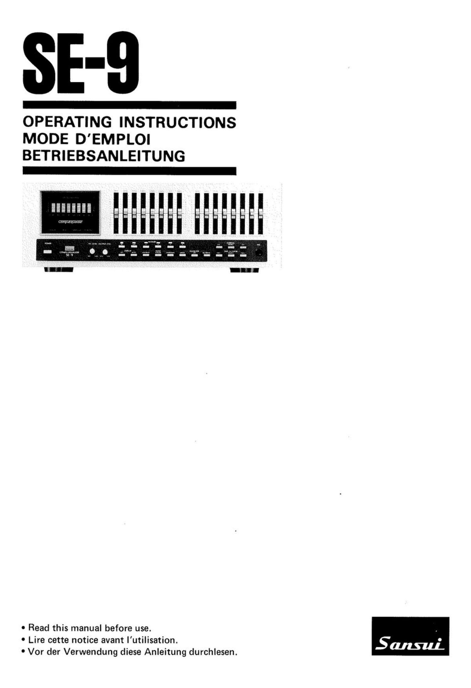 Sansui SE 9 Owners Manual