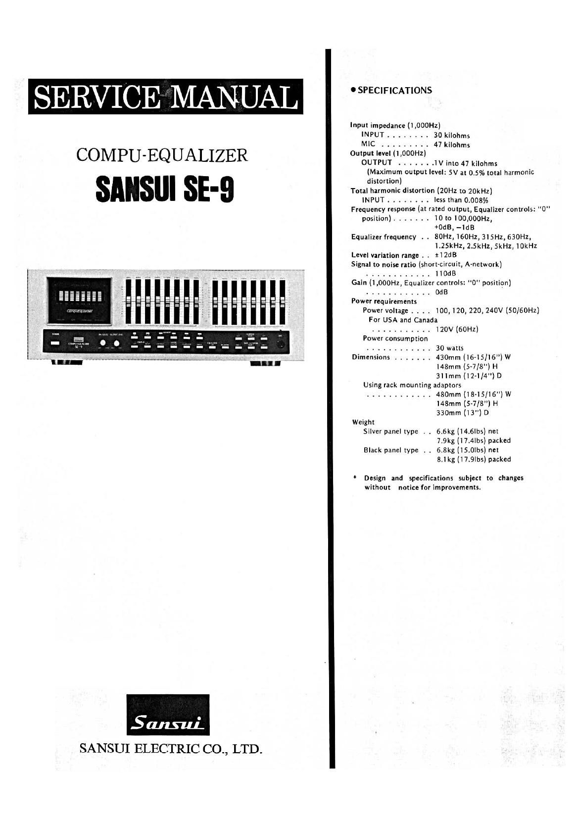 Sansui SE 9 Service Manual