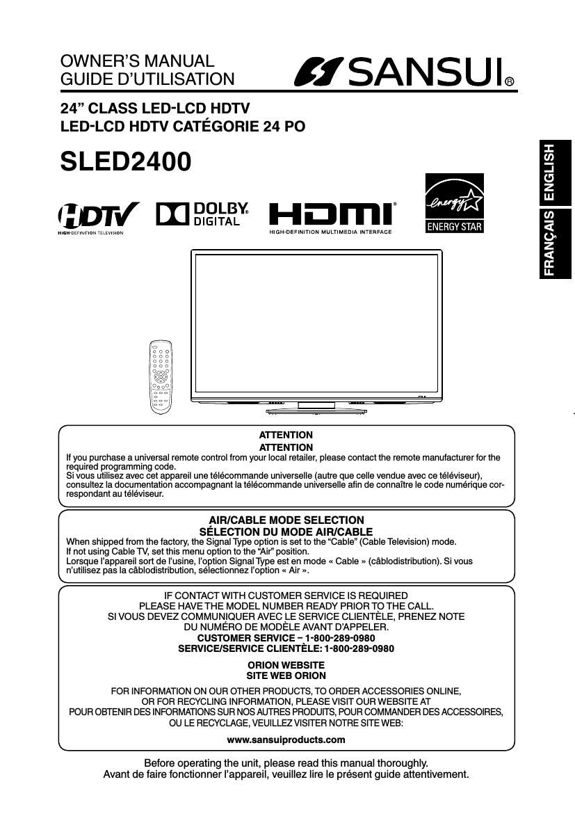 Sansui SLE D2400 Owners Manual