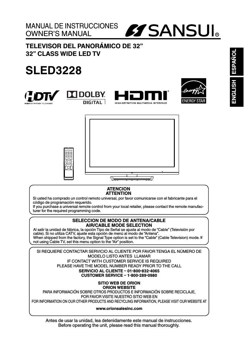Sansui SLE D3228 Owners Manual