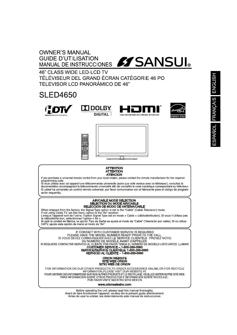 Sansui SLE D4650 Owners Manual