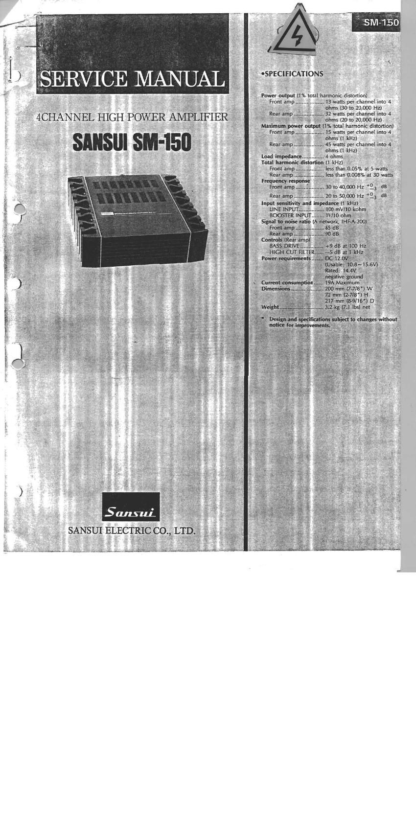 Sansui SM 150 Service Manual