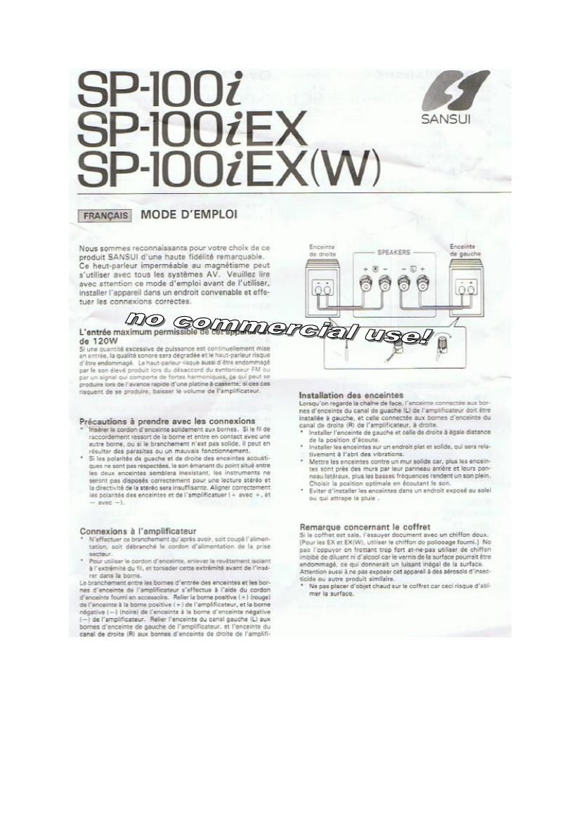 Sansui SP 100 I EW Owners Manual